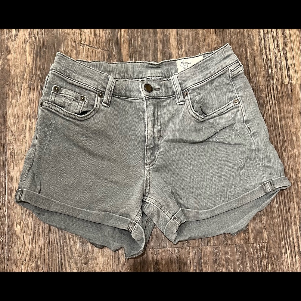 Cosmic Blue Love Gray Denim Distressed Shorts Sz. 26